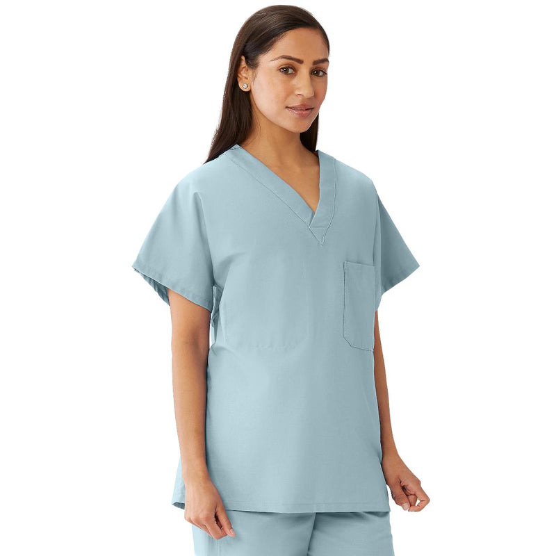 Unisex 100% Cotton Reversible V-Neck Scrub Top with 2 Pockets, 1/EA (648MZSXS) Each