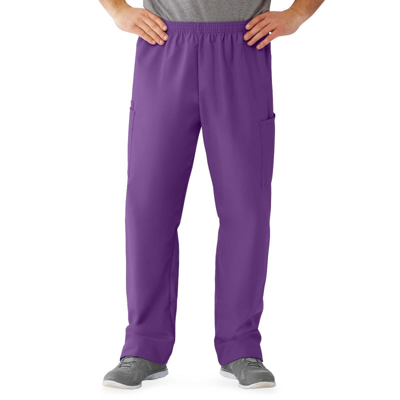 AngelStat Unisex Cargo Scrub Pants with Elastic Waist, Regal Purple, Long Inseam, Size S, 1/EA  (674NRPSL) Each