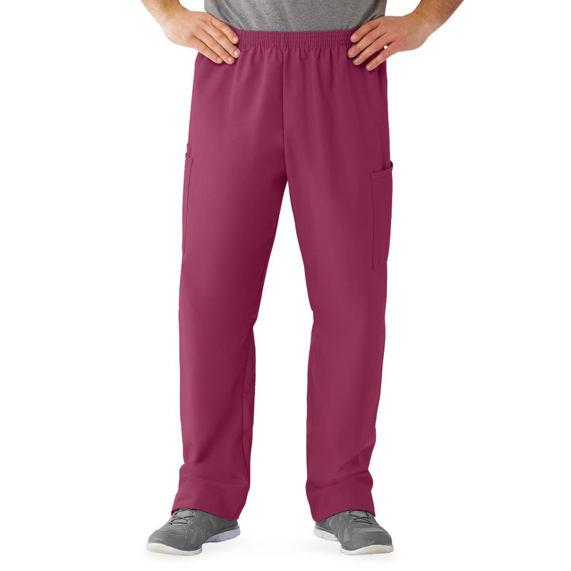 AngelStat Unisex Cargo Scrub Pants with Elastic Waist, Raspberry, Regular Inseam, Size 3XL, 1/EA  (674NTRXXXLM) Each