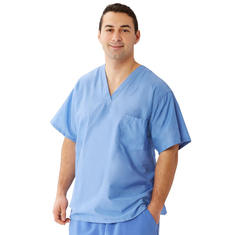 Encore Unisex Reversible V-Neck 2-Pocket Scrub Top with Medline Color-Coding, Ceil Blue, Size XS, 1/EA  (710PTHXS-CM) Each