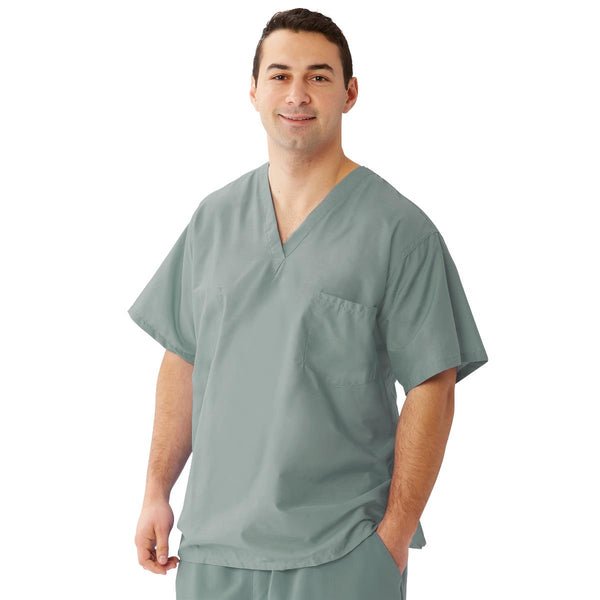 Encore Unisex Reversible V-Neck 2-Pocket Scrub Top with Medline Color-Coding, Misty, Size M, 1/EA  (710PTZM-CM) Each