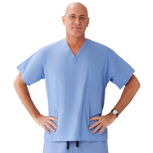 Encore Unisex Reversible V-Neck 4-Pocket Scrub Top with Medline Color-Coding, Size L, Ceil Blue, 1/EA  (730PTHL-CM) Each