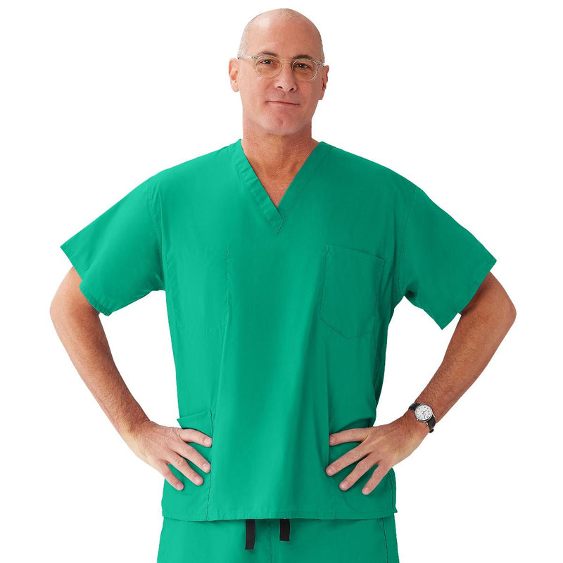 Encore Unisex Reversible V-Neck 4-Pocket Scrub Top with Medline Color-Coding, Size L, Jade, 1/EA  (730PTJL-CM) Each