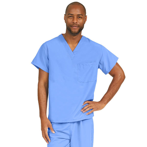 PerforMAX Unisex Reversible V-Neck Scrub Top with 2 Pockets, Ceil Blue, Size XS, Medline Color Coding, 1/EA  (810NTHXS-CM) Each