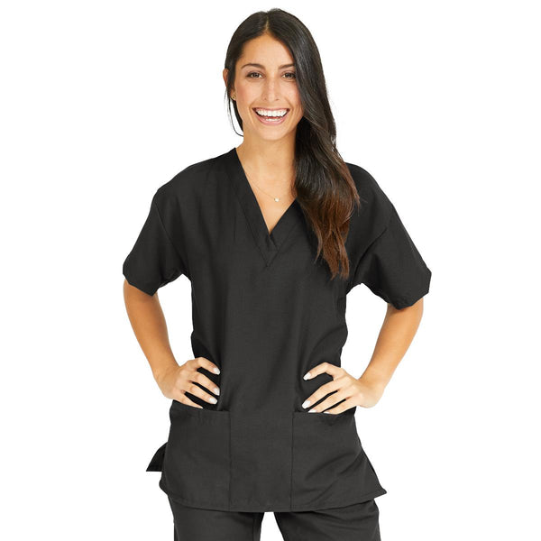 PerforMAX Women's V-Neck 2-Pocket Tunic Scrub Top, Size 3XL, Black, 1/EA  (839DKWXXXL) Each