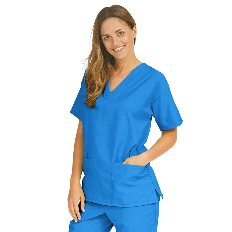 PerforMAX Women's V-Neck 2-Pocket Tunic Scrub Top, Size M, Royal Blue, 1/EA  (839JRLM) Each