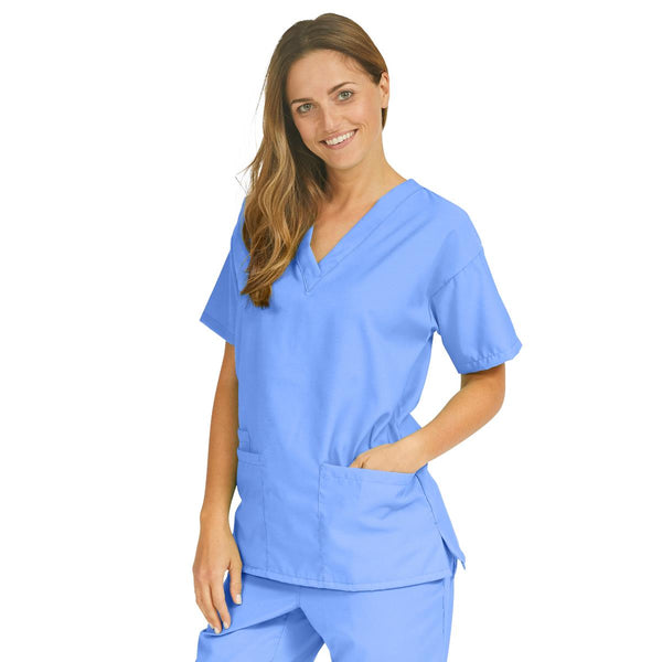 PerforMAX Women's V-Neck 2-Pocket Tunic Scrub Top, Size M, Ceil Blue, 1/EA  (839NTHM) Each