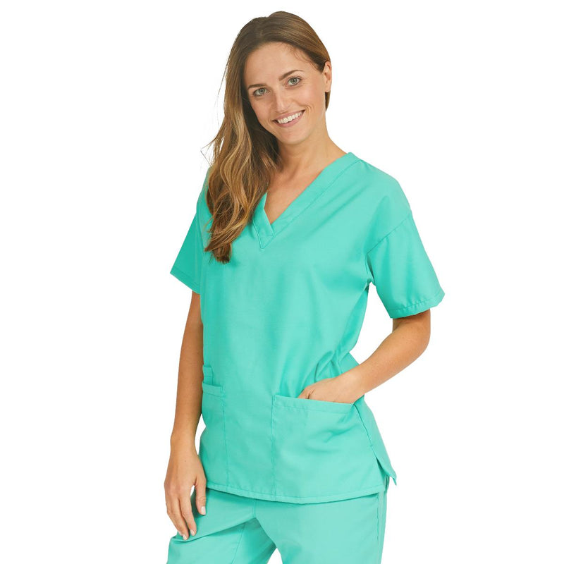 PerforMAX Women's V-Neck 2-Pocket Tunic Scrub Top, Size XS, Jade, 1/EA  (839NTJXS) Each