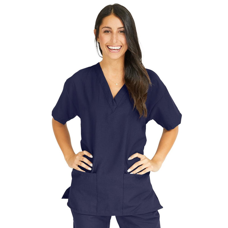 PerforMAX Women's V-Neck 2-Pocket Tunic Scrub Top, Size L, Navy, 1/EA  (839NNTL) Each