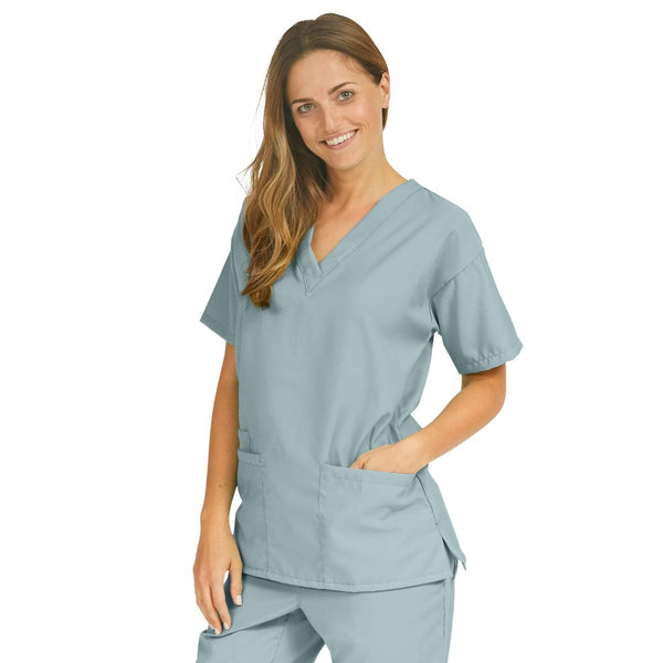 PerforMAX Women's V-Neck 2-Pocket Tunic Scrub Top, Size M, Misty, 1/EA  (839NTZM) Each