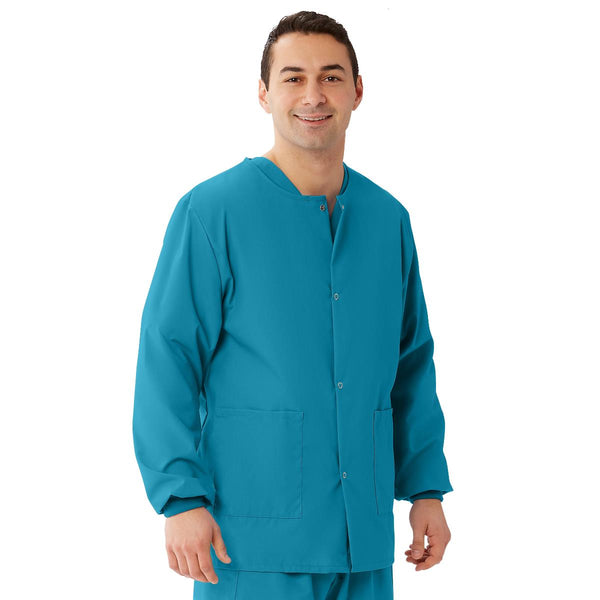 AngelStat Unisex Snap-Front Warm-Up Scrub Jacket, Peacock, Size 3XL, 1/EA  (849NBTXXXL) Each