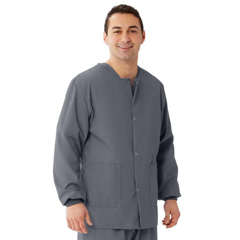 AngelStat Unisex Snap-Front Warm-Up Scrub Jacket, Charcoal, Size 2XL, 1/EA  (849NCCXXL) Each