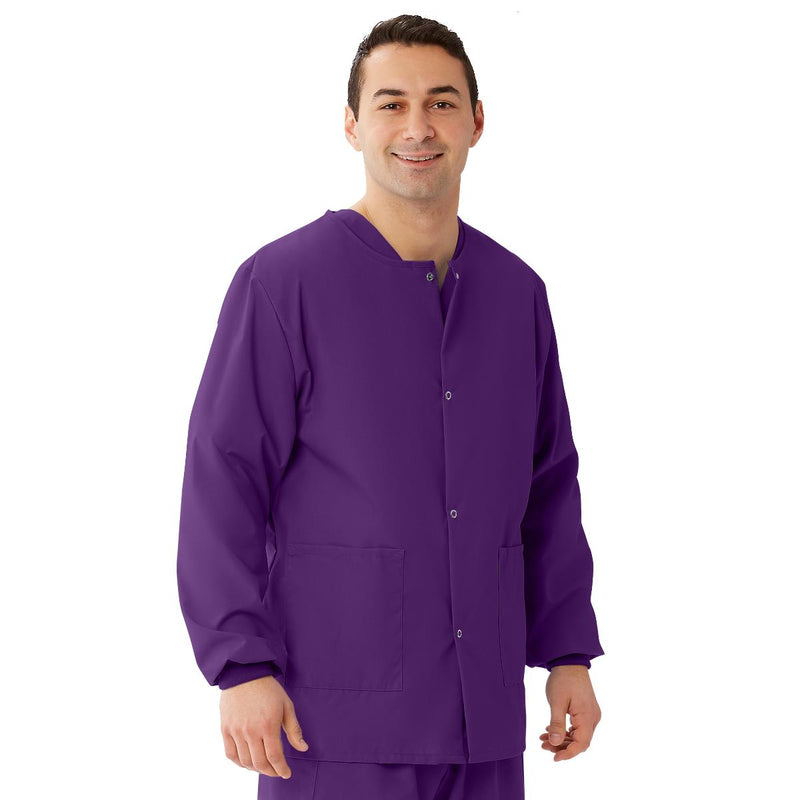 AngelStat Unisex Snap-Front Warm-Up Scrub Jacket, Regal Purple, Size XS, 1/EA  (849NRPXS) Each