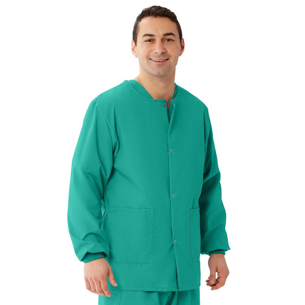 AngelStat Unisex Snap-Front Warm-Up Scrub Jacket, Jade, Size S, 1/EA  (849NTJS) Each