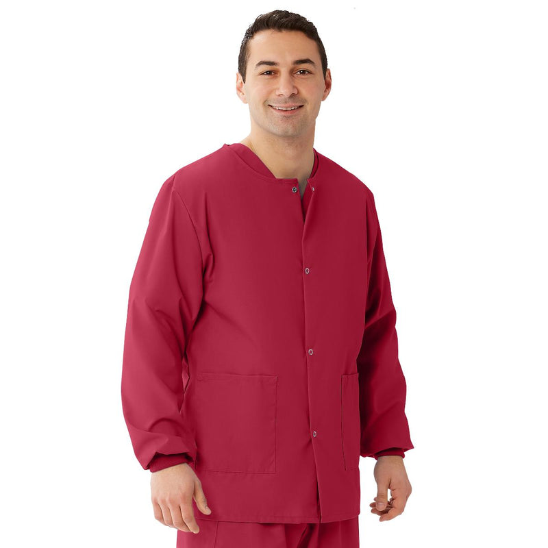 AngelStat Unisex Snap-Front Warm-Up Scrub Jacket, Raspberry, Size 2XL, 1/EA  (849NTRXXL) Each