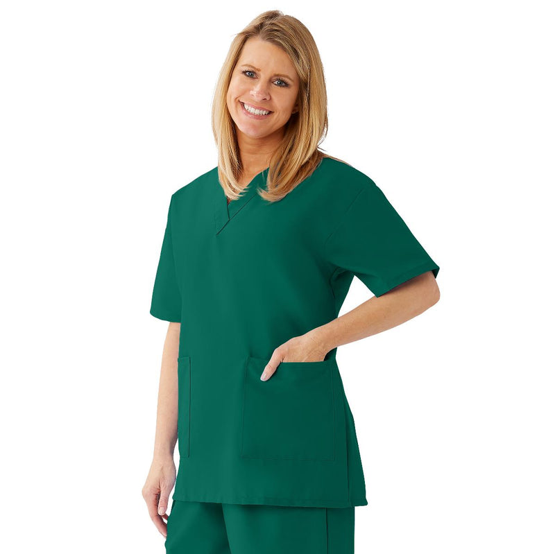 AngelStat Women's V-Neck Tunic Scrub Tops with 2 Pockets, Hunter, Size 3XL, 1/EA  (893NHGXXXL) Each