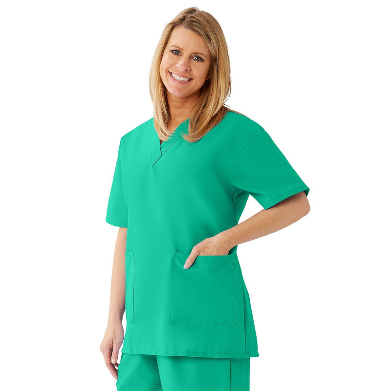 AngelStat Women's V-Neck Tunic Scrub Tops with 2 Pockets, Jade, Size 3XL, 1/EA  (893NTJXXXL) Each