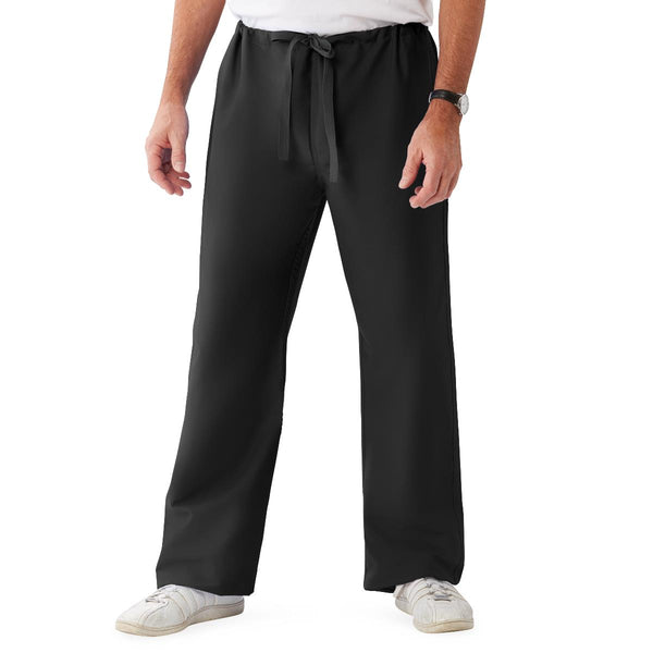 ComfortEase Unisex Reversible Scrub Pants with Drawstring Waist, Black, Regular Inseam, Size 4XL, Medline Color Code, 1/EA  (900DKW4XL-CM) Each