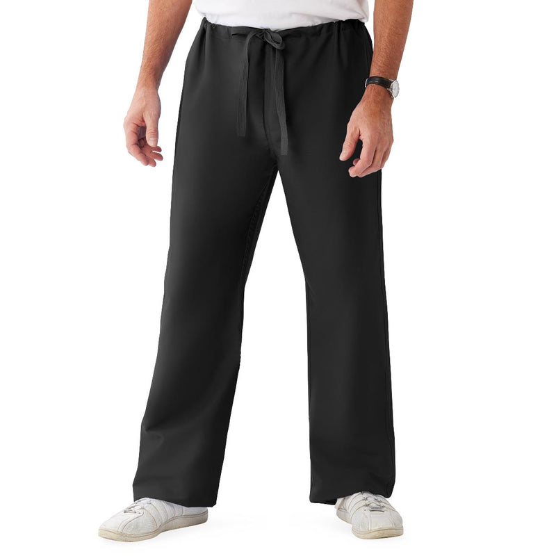 ComfortEase Unisex Reversible Scrub Pants with Drawstring Waist, Black, Regular Inseam, Size 4XL, Medline Color Code, 1/EA  (900DKW4XL-CM) Each