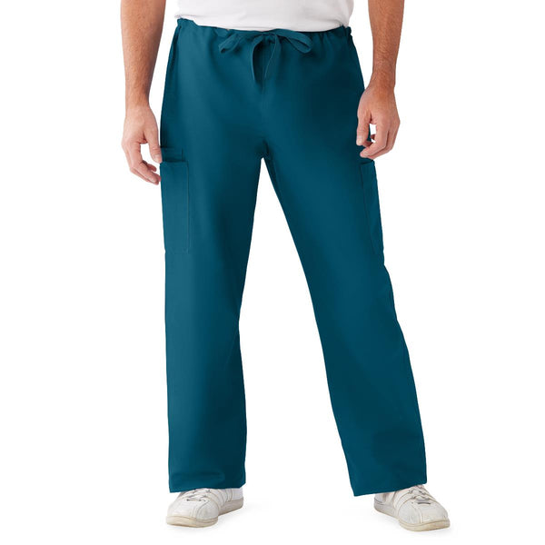 ComfortEase Unisex Nonreversible Drawstring Cargo Scrub Pants with Medline Color-Coding, Size L Regular Inseam, Caribbean Blue, 1/EA  (950JCBL-CM) Each