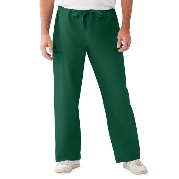 ComfortEase Unisex Nonreversible Drawstring Cargo Scrub Pants with Medline Color-Coding, Size L Regular Inseam, Evergreen, 1/EA  (950JEGL-CM) Each