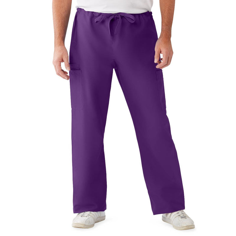 ComfortEase Unisex Nonreversible Drawstring Cargo Scrub Pants with Medline Color-Coding, Size XS Regular Inseam, Rich Purple, 1/EA  (950JPPXS-CM) Each