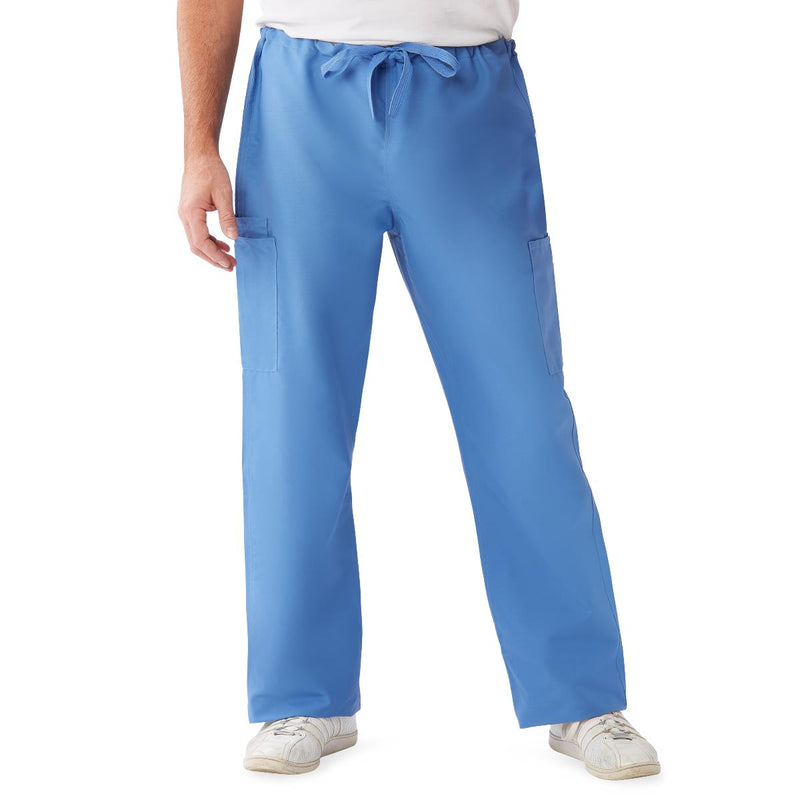 ComfortEase Unisex Nonreversible Drawstring Cargo Scrub Pants with Medline Color-Coding, Size 2XL Tall Inseam, Ceil Blue, 1/EA  (950JTHXXLL-CM) Each