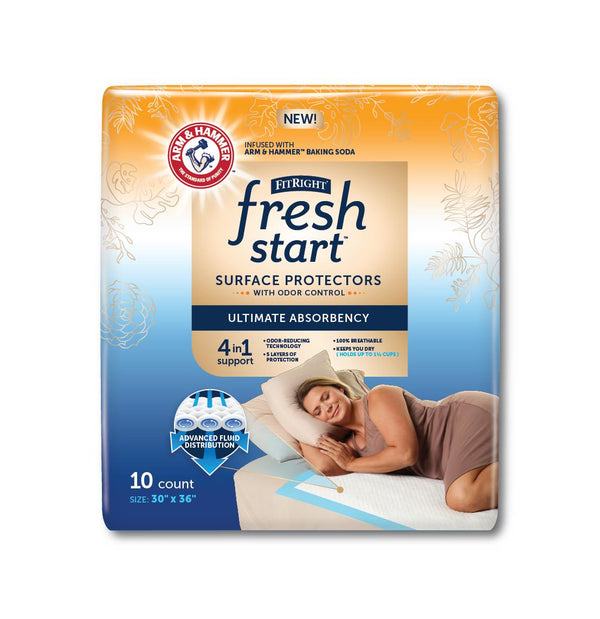 FitRight Fresh Start Surface Protectors, Urinary and Postpartum Incontinence Underpads, 30" x 36", 40/CS (AH3036) Case of 40