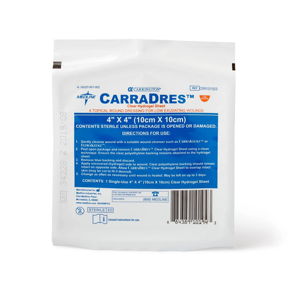 CarraDres Clear Hydrogel Sheets, 4" x 4", 1/EA  (CRR101053H) Each