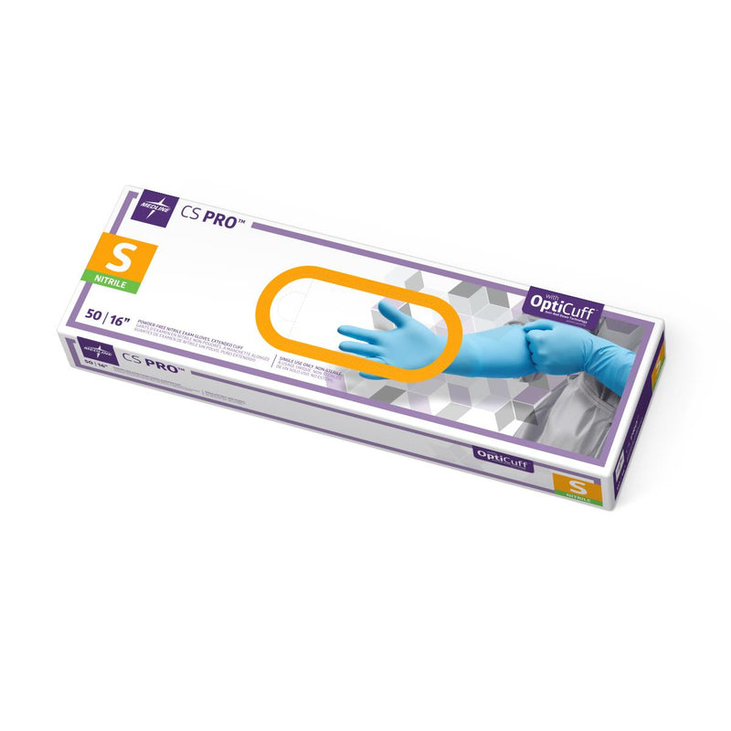 CS Pro 16" Extended Cuff Powder-Free Nitrile Exam Gloves, Size S, 50/BX (05166CS) Box of 50