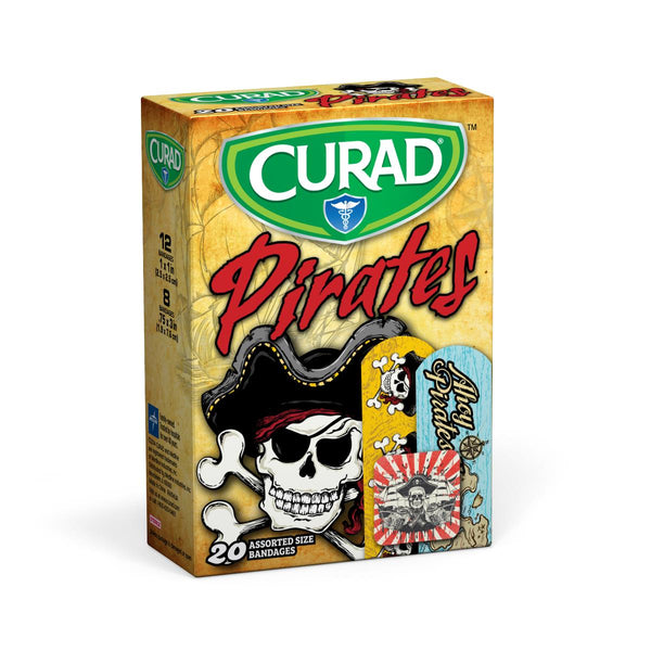 CURAD Bandage, Pirates, Assorted Sizes, 24/CS  (CUR00003RB) Case of 24