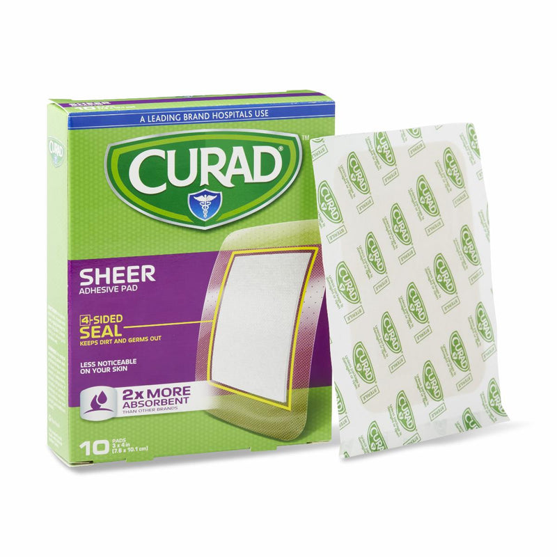 CURAD Sheer Adhesive Bandage, 3" x 4", 10/Box, 24/CS  (CUR01726RB) Case of 24