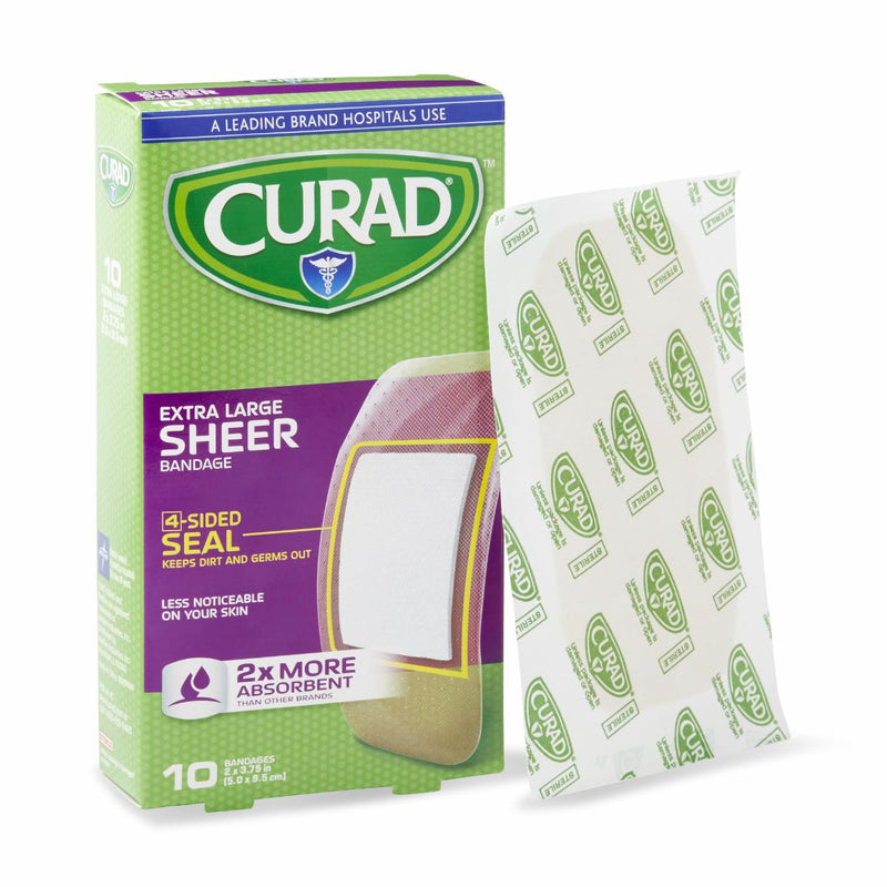 CURAD Sheer Adhesive Bandage, 2" x 3-3/4", 10/Ct., 24/CS  (CUR02277RB) Case of 24