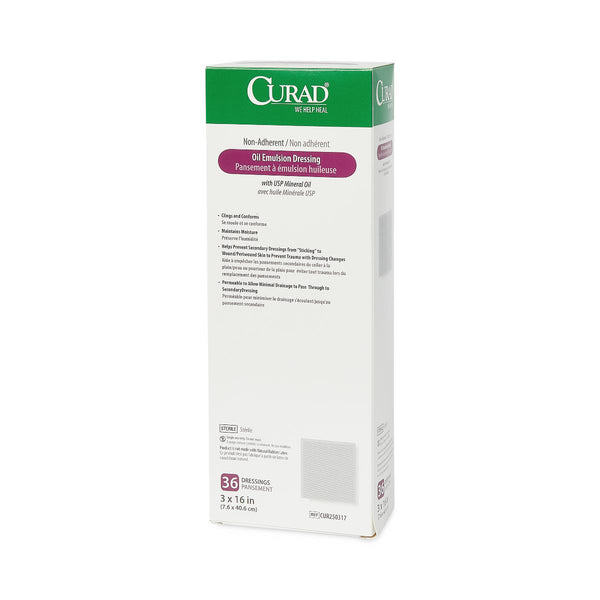 CURAD Non-Adherent Oil Emulsion Dressing, Sterile, 3" x 16", 216/CS  (CUR250317) Case of 216