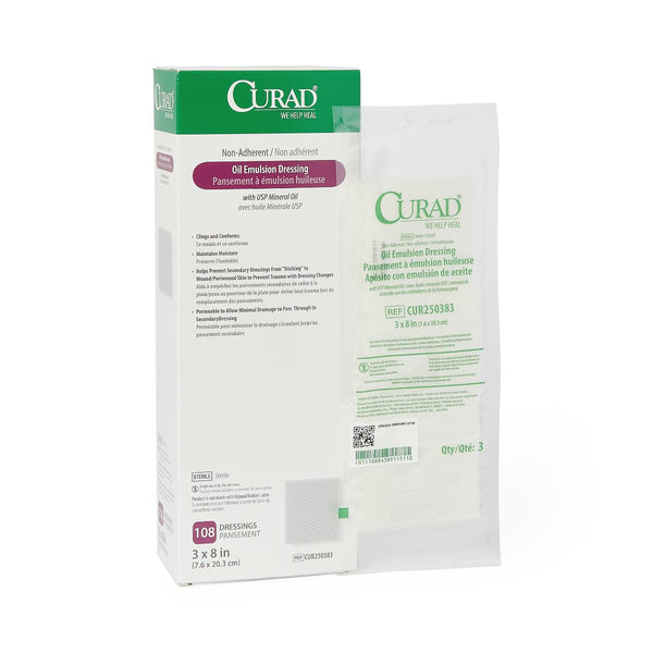 CURAD Non-Adherent Oil Emulsion Dressing, Sterile, 3" x 8", 648/CS  (CUR250383) Case of 648