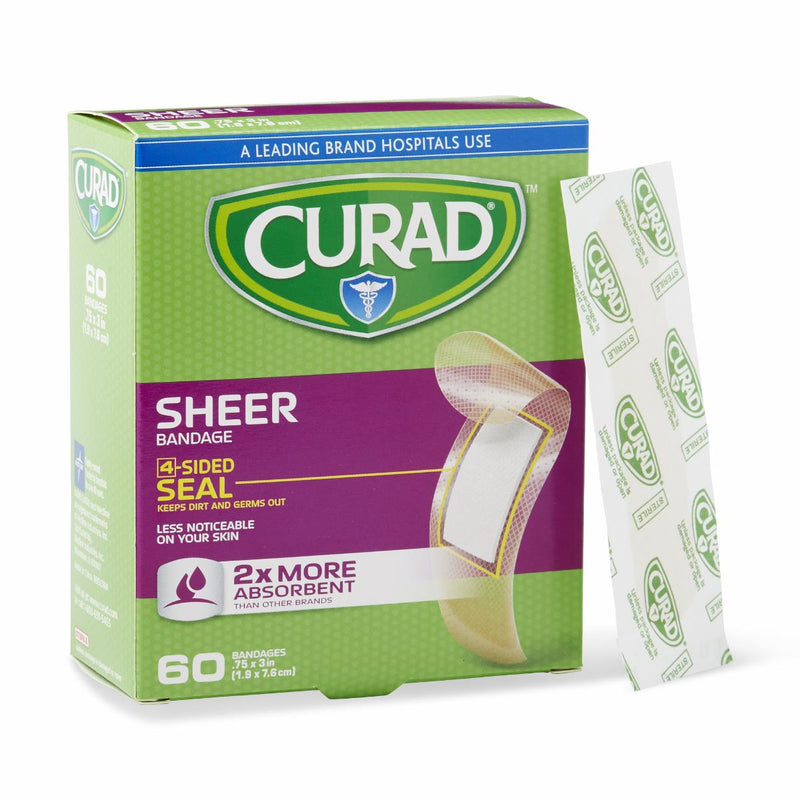 CURAD Sheer Adhesive Bandage, 3/4" x 3", 60/Ct., 48/CS  (CUR45242RB) Case of 48