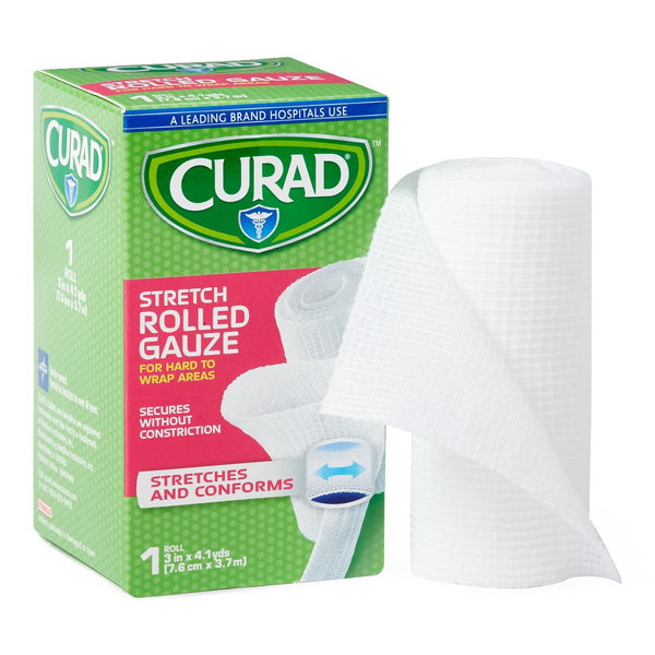 CURAD Stretch Rolled Gauze, 3" x 4.1 yd., 24/CS  (CUR47143RB) Case of 24