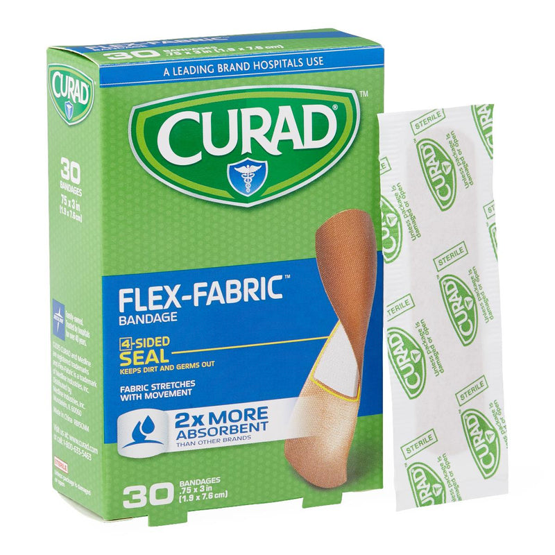 CURAD Flex-Fabric Adhesive Bandages, 3/4" x 3" Strips, 30/Bx, 24/CS  (CUR47315RRB) Case of 24