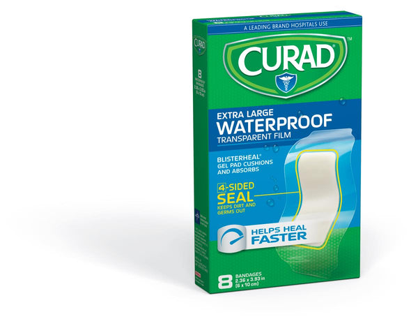 CURAD Clear Hydrocolloid Waterproof Adhesive Bandages, 2.63" x 3.93", 24/CS  (CUR5103) Case of 24