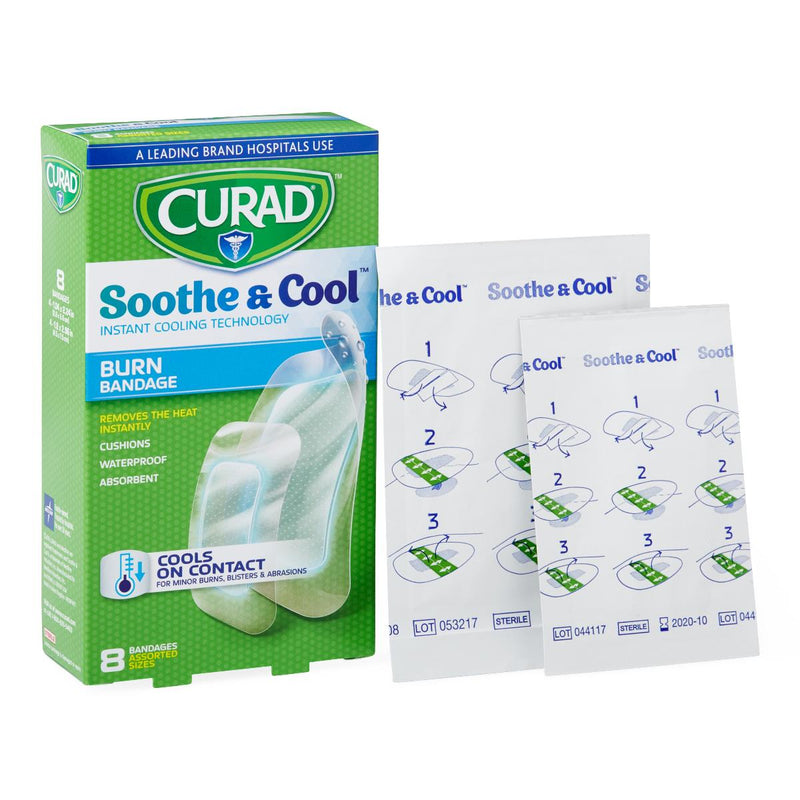 CURAD Soothe and Cool Clear Waterproof Hydrogel Bandages, Assorted Sizes, 24/CS  (CUR5236V1) Case of 24