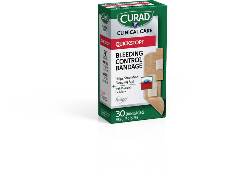 CURAD Flex-Fabric Bandages with QuickStop! Bleeding Control Technology, Assorted Sizes, 24/CS  (CUR5245V1) Case of 24