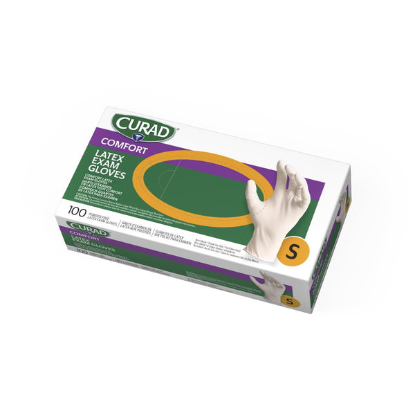 CURAD Latex Exam Gloves, Size S, 100/BX (CUR8104H) Box of 100