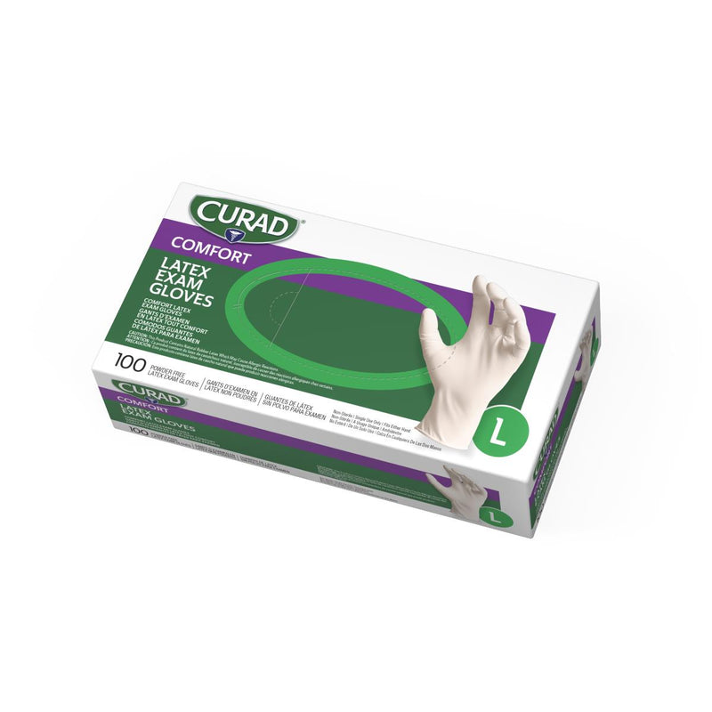 CURAD Latex Exam Gloves, Size L, 100/BX (CUR8106H) Box of 100