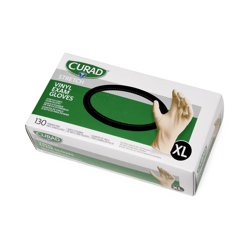 CURAD Stretch Vinyl Exam Gloves, Size XL, 130/BX (05166CS) Box of 130