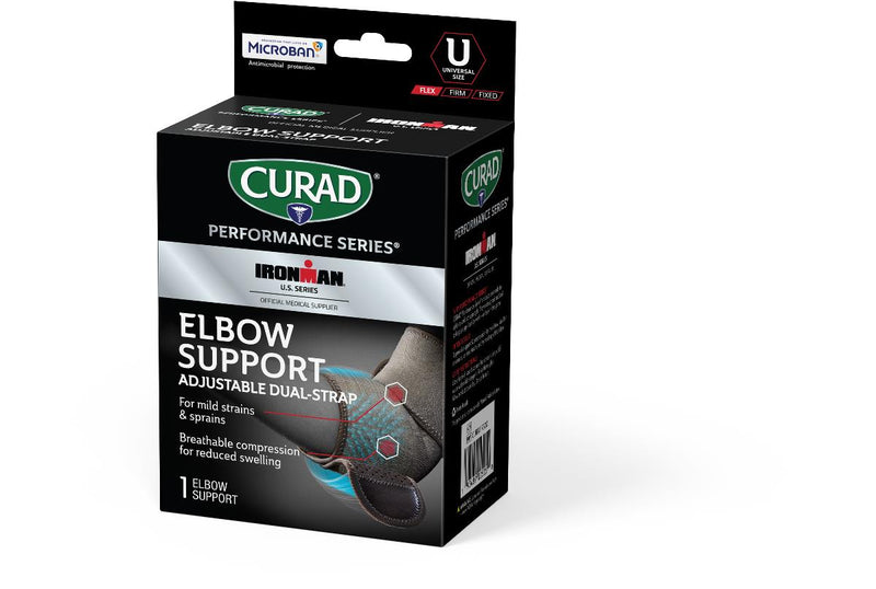 CURAD Performance Series IRONMAN Dual-Strap Wraparound Elbow Support, Universal Size, 4/CS (CURIM17600) Case of 4