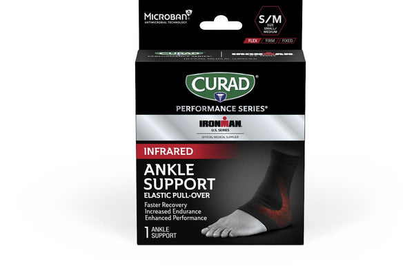 CURAD Performance Series IRONMAN Infrared Elastic Ankle Support, Size S/M, 4 Supports/Case, 4/CS (CURIM26101SM) Case of 4