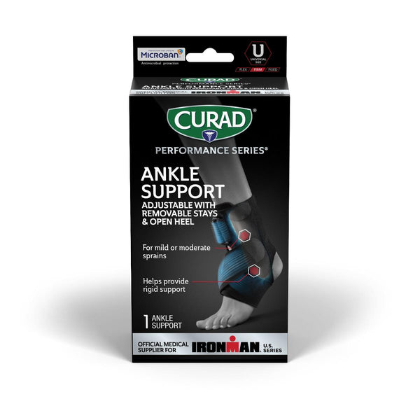 CURAD Performance Series IRONMAN Ankle Support with Stays, Black, Universal Size, 1 EA (CURIM26800HH) Each