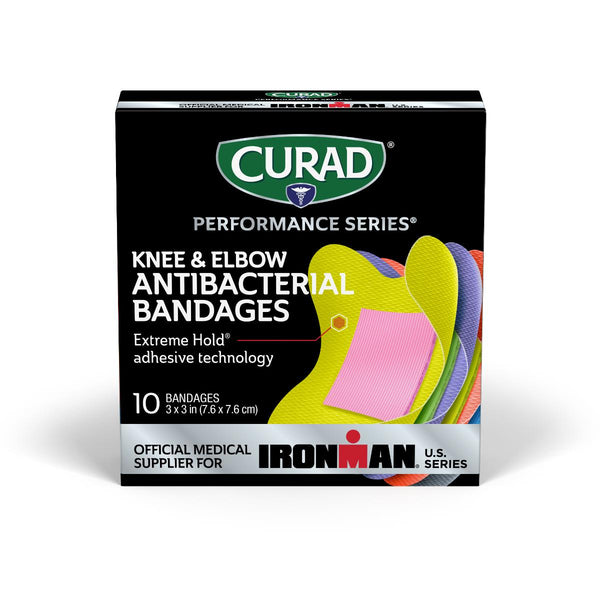 CURAD Performance Series IRONMAN Antibacterial Bandage, 6 Colors, Elbows and Knees, 10 Bandages/Box, 24/CS  (CURIM5022V1) Case of 24