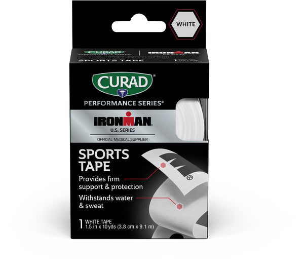 CURAD Performance Series IRONMAN Sports Tape, White with Black M-Dot, 1.5" x 10 yd., 24/CS  (CURIM5027) Case of 24