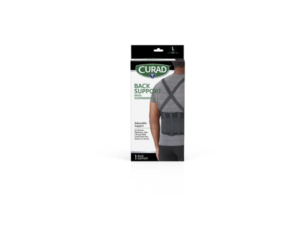 CUARD Back Support with Suspenders, Black, Size L, Retail Packaging, 1 EA (CURORT222LHH) Each